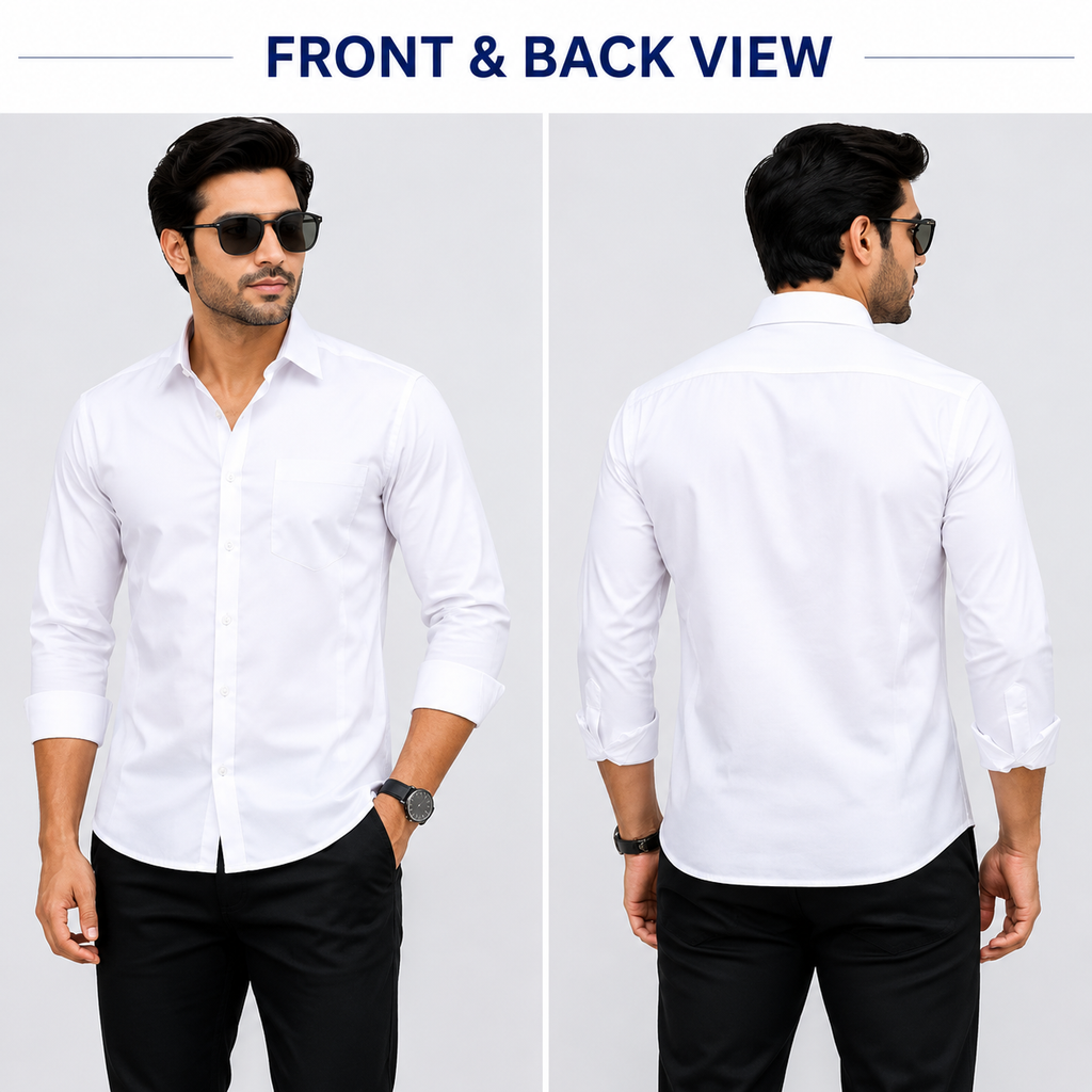 White Cotton Shirts For Men – Pack of 2