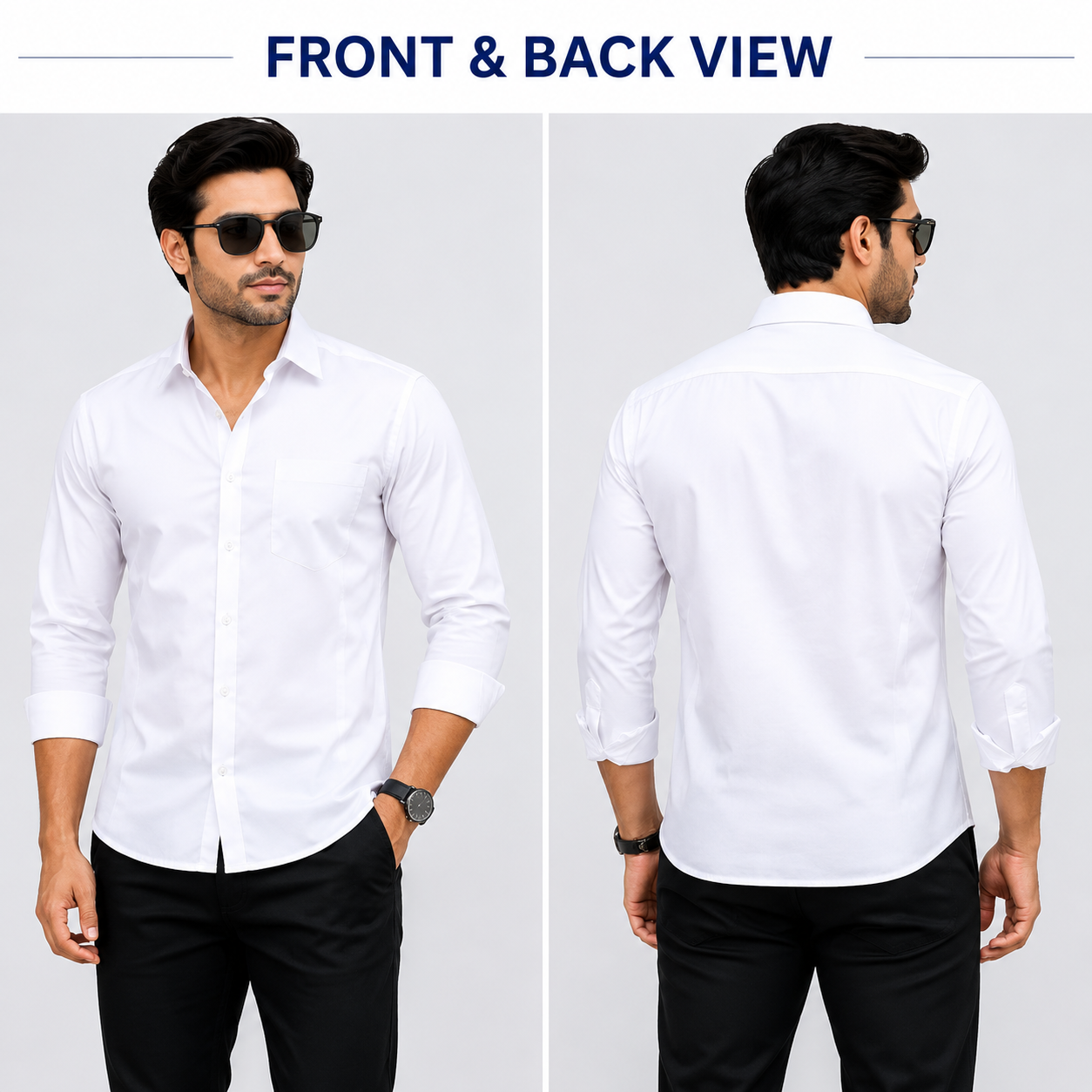 White Cotton Shirts For Men – Pack of 2