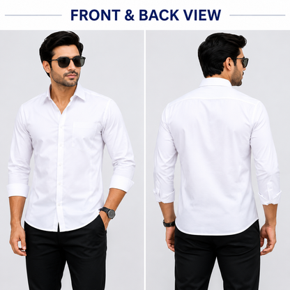 White Cotton Shirts For Men – Pack of 2