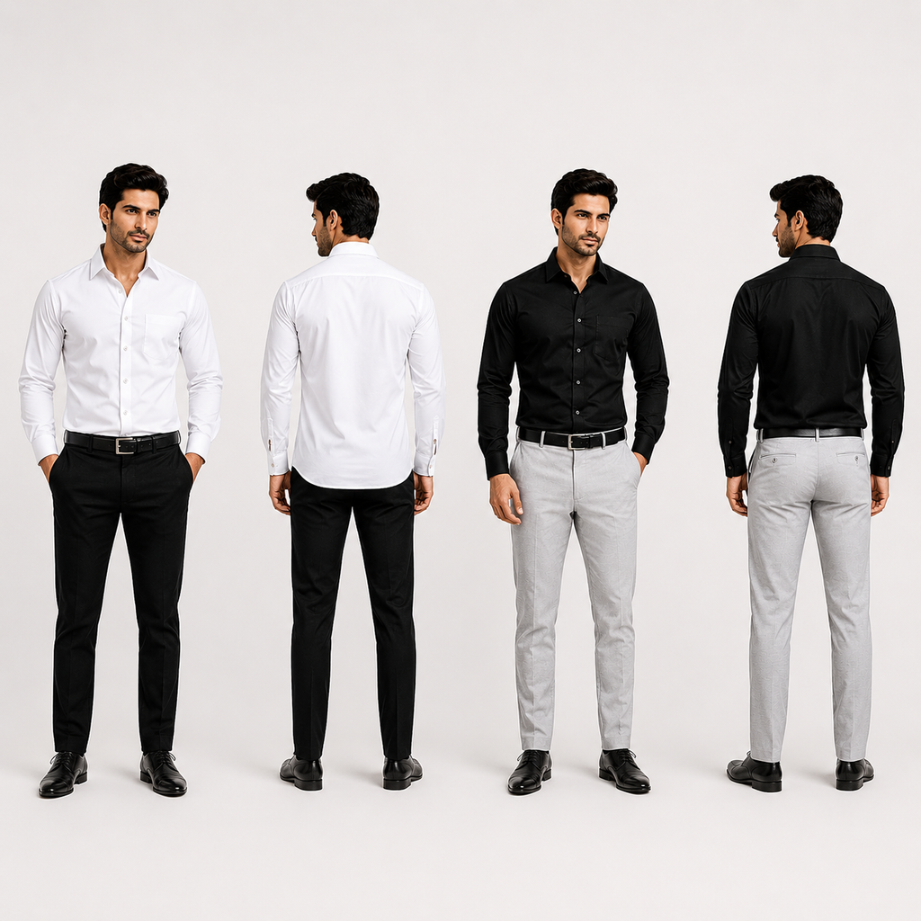 White & Black Cotton Shirts Combo For Men (Pack of 2)