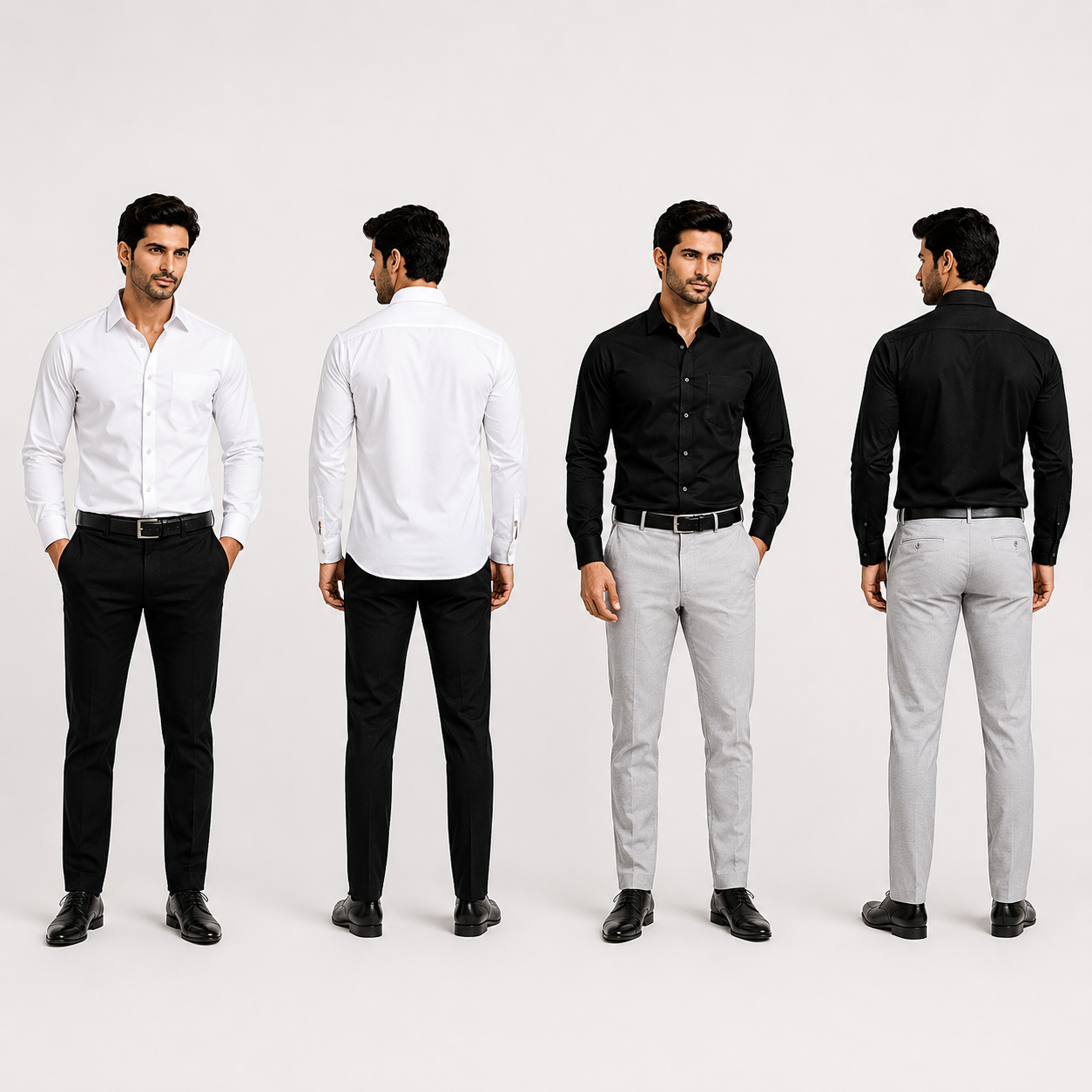 White & Black Cotton Shirts Combo For Men (Pack of 2)