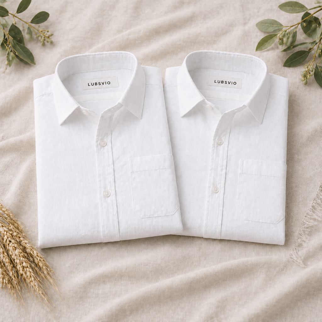 White Luxurious Cotton Shirt- Pack Of 2