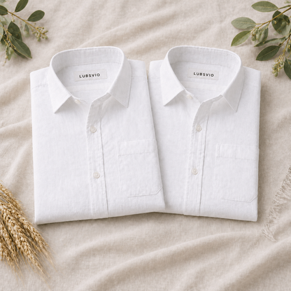 White Luxurious Cotton Shirt- Pack Of 2