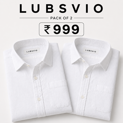 White Luxurious Cotton Shirt- Pack Of 2