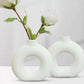 White Ceramic Circle Pampas Donut Vase