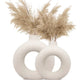 White Ceramic Circle Pampas Donut Vase