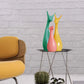 Ceramic Deer Family Showpiece Set | Green, Yellow & Pink Decorative Figurines for Home Decor
