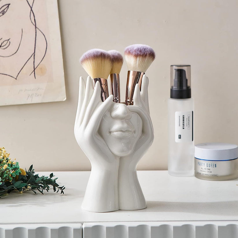 PalmCraft White Ceramic Face Vase